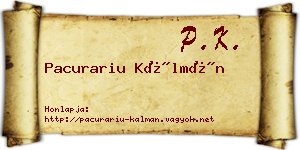 Pacurariu Kálmán névjegykártya